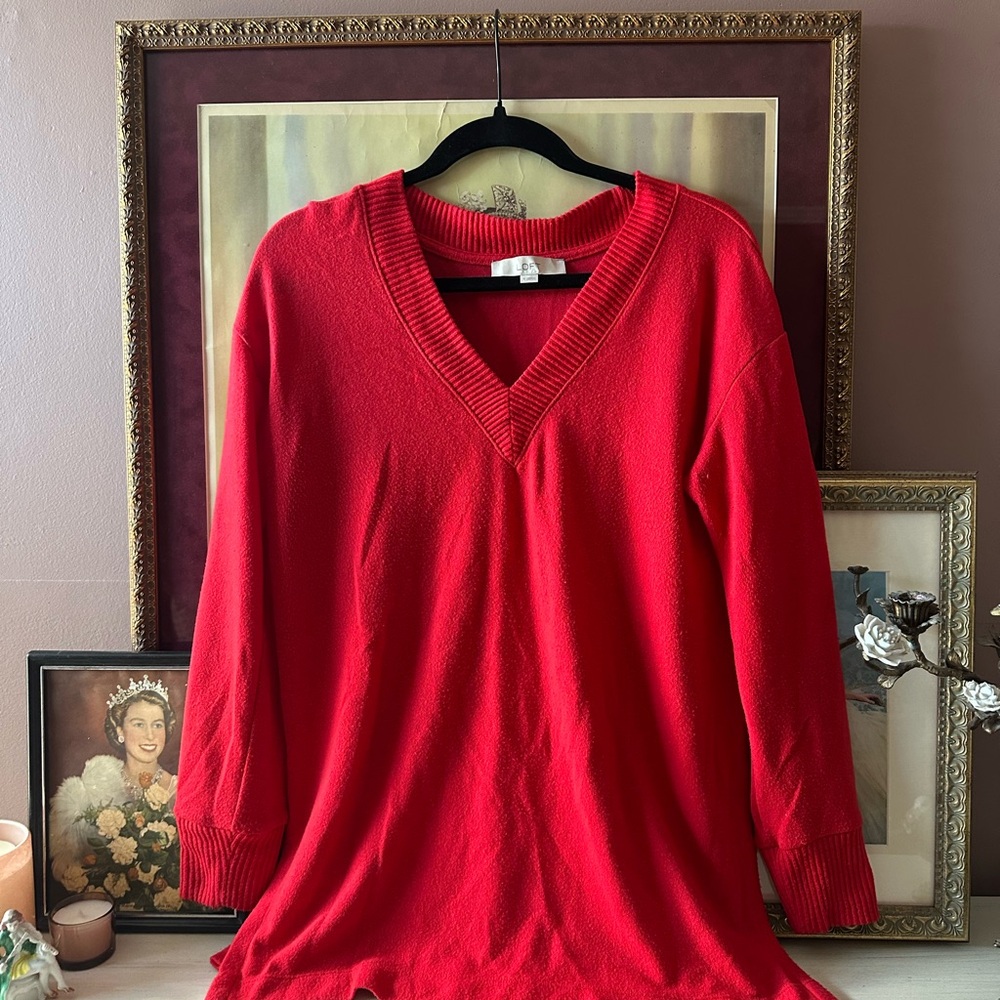 Ann Taylor Loft V-Neck Red Sweater